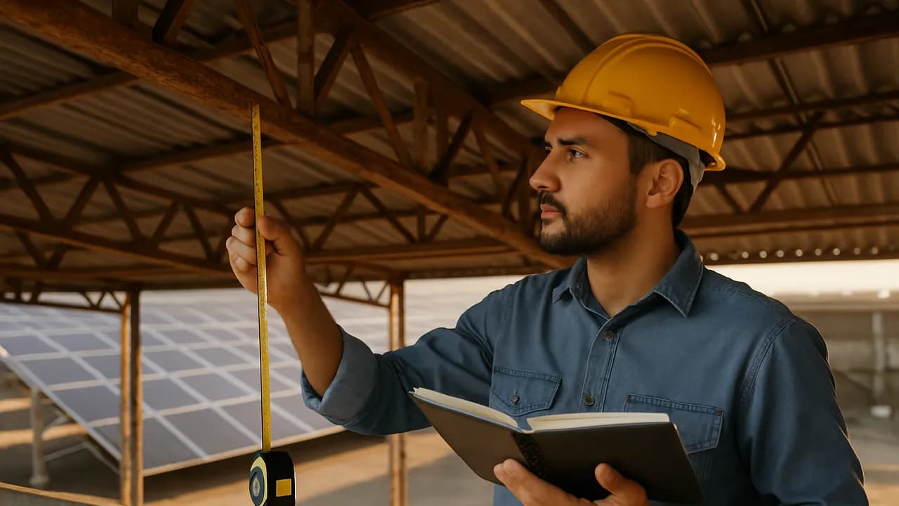 Inspeção de terças e ligações é etapa obrigatória antes de qualquer carga fotovoltaica adicional.